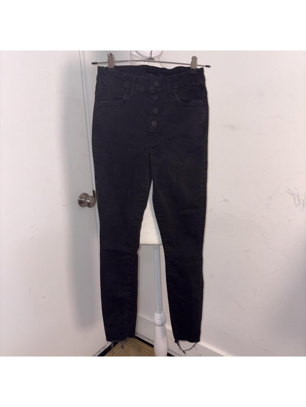 MOTHER The Pixie Black Not Guilty Wash Button Fly Skinny Jeans Size‎ 26
